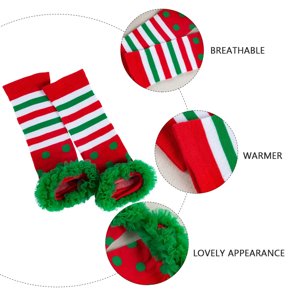 

Christmas Leg Socks Kids Long Socks Cotton Sock Cover Baby Newborn Cartoon Design Breathable Durable Practical Indoor Outdoor