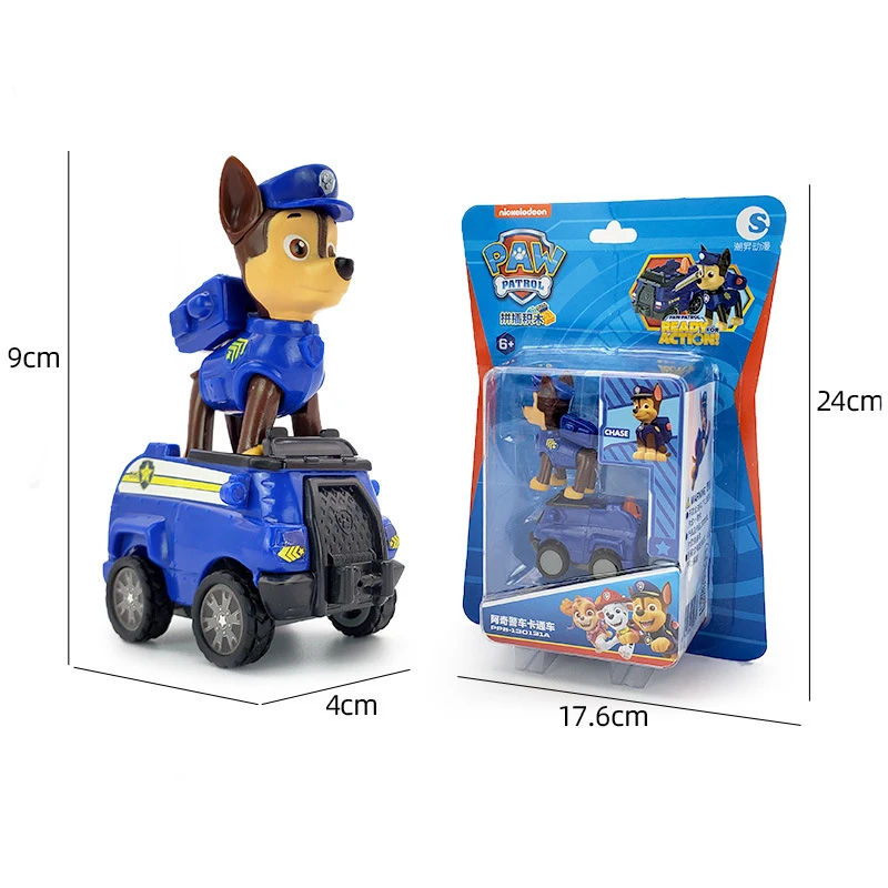 Conjunto de brinquedos de veículos da patrulha pata, carro deformado, perseguição rocky, skye, patrulha pata, filhote de cachorro, figura de ação, modelo de carro para crianças, brinquedo de presente de aniversário