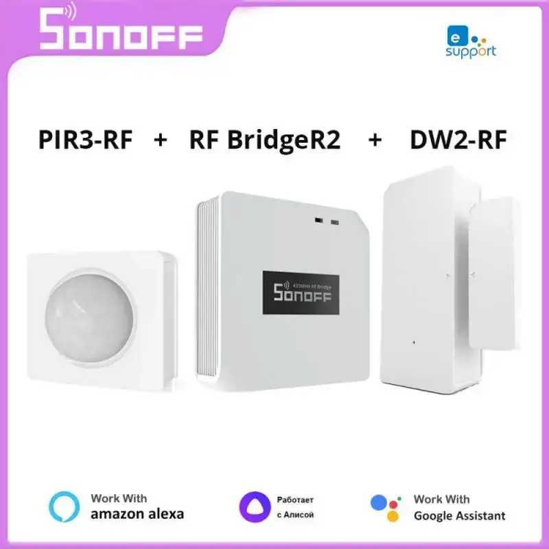 SONOFF RF Bridge R2 433MHz DW2 Door Window PIR3 Motion Sensor Smart Scene Home Security Control Via eWeLink Google Home Alexa