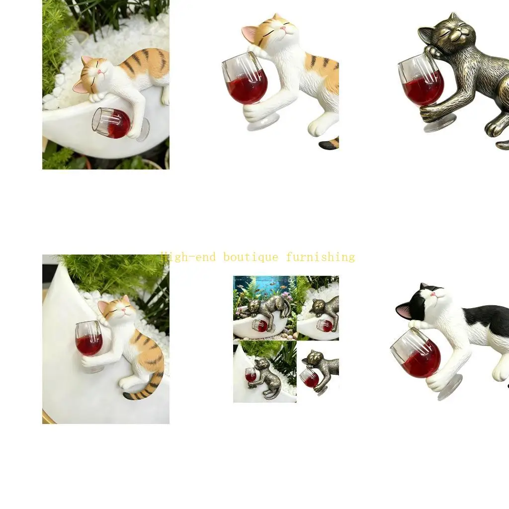 L9NB Handcrafted Drunk Cats Figurine Small Shelf Decorative Item Suitable for Work Environment and Home Space