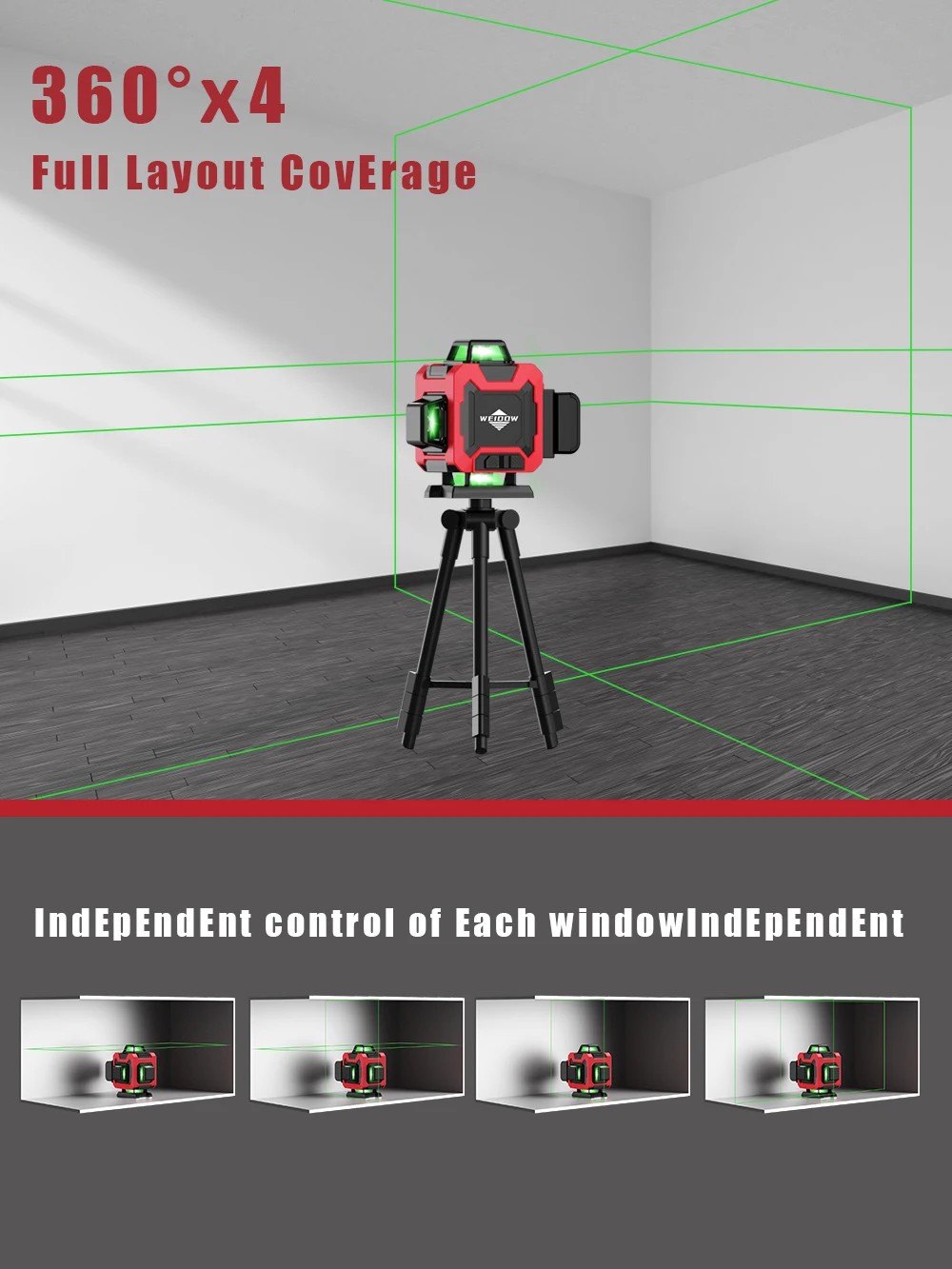 Imagem -02 - Weiddw-nível Laser Profissional Vigas Verdes Ferramentas de Construção 3d 4d Horizontal e Vertical 360 Nivelamento Linhas 12 Linhas 16 Linhas