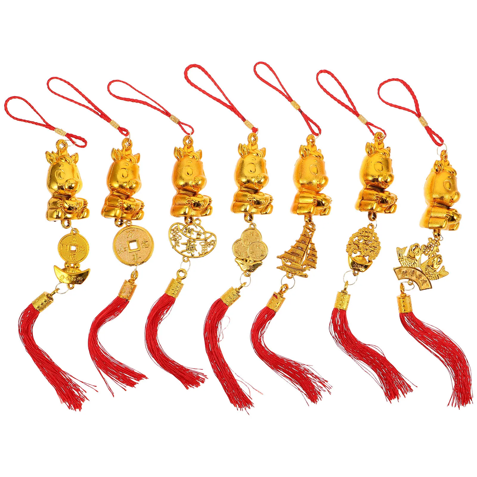

7 pcs Year Of Horse Chinese New Year Hanging Pendant Decor For Bonsai Tree Spring Festival Ornament 2026 Lunar Party Home Office