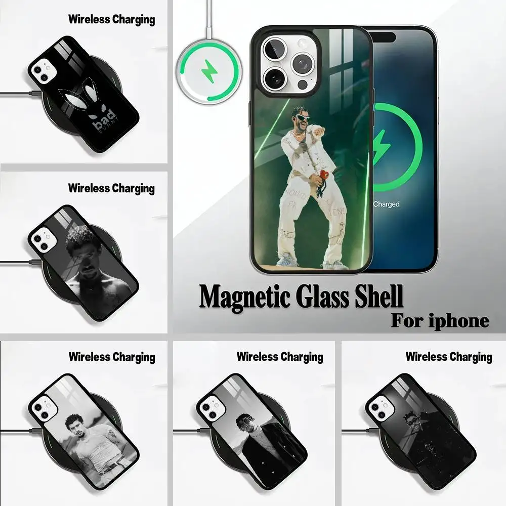 

B-B-Bad -Bunny Phone Case For IPhone17 16 15 14 13 12 11 Pro Max 16/15/14Plus Wireless Charger Cover Funda