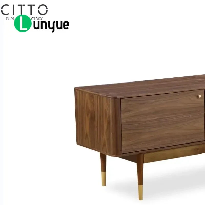 Modern Walnut Single Board TV Stand Designer Furniture Custom Factory Support Living Room Home Decor Minimalist Style