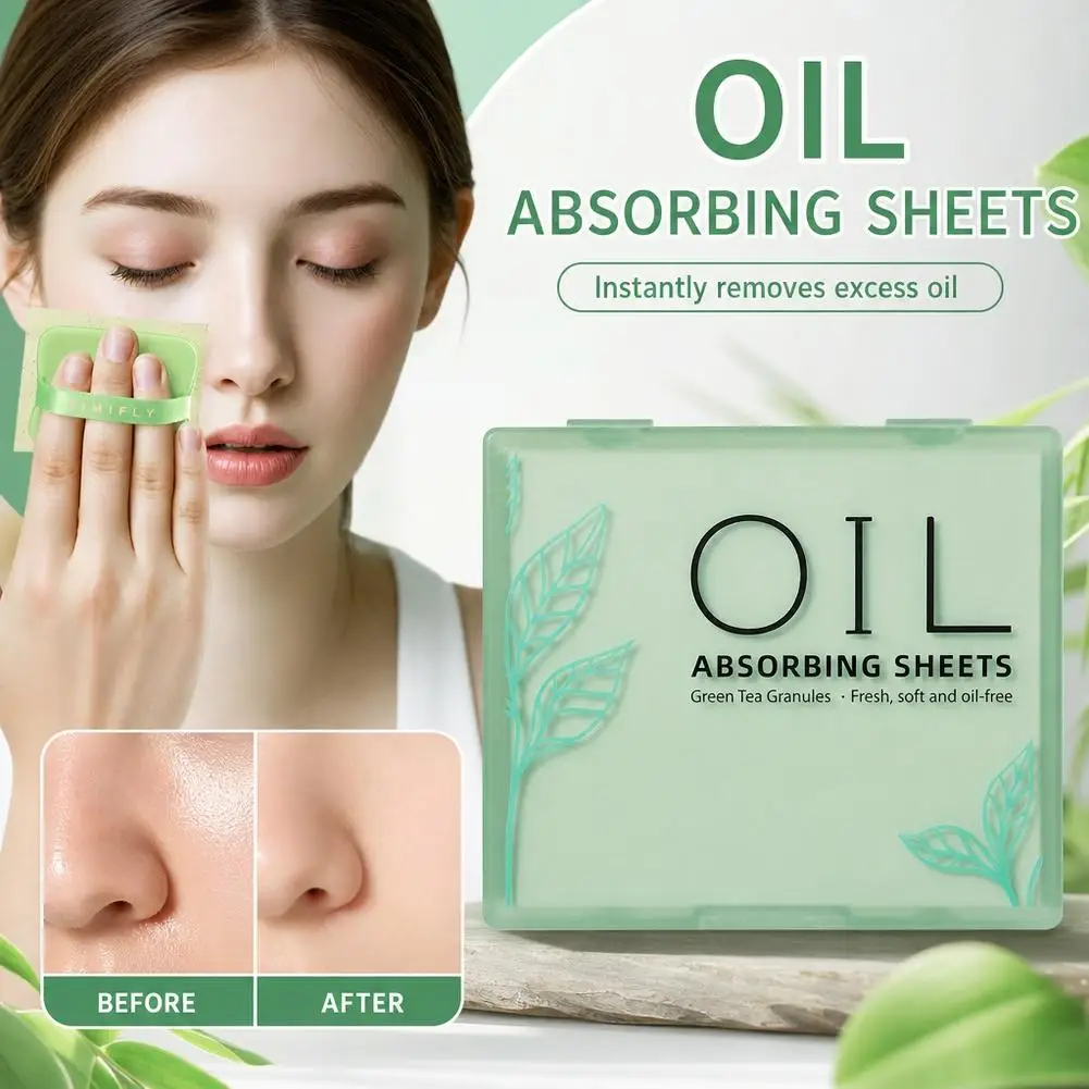 100pcs/set Facial Oil-Blotting Papers Natural Bamboo Charcoal Instantly Controls Shine Makeup Tools Cleansing Facial Ski