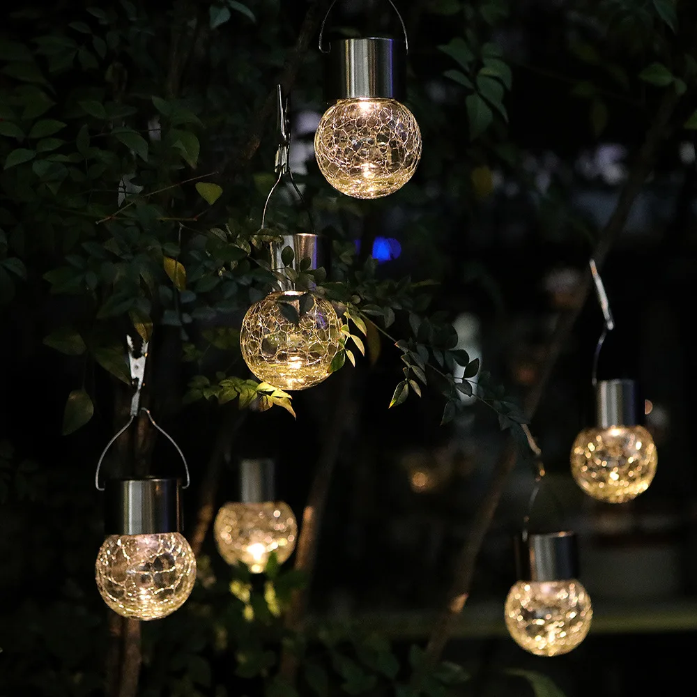 Solar cracked small chandelier, colorful outdoor courtyard hanging light, villa landscape garden decorative light