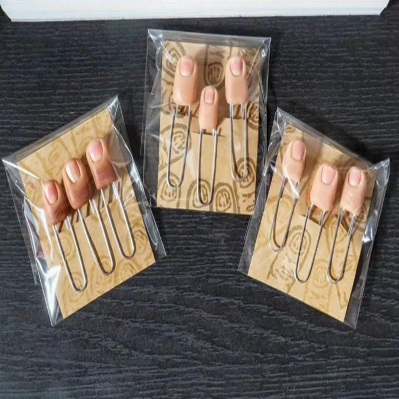 2024 Finger Paperclip BookmarkSet Graduation Season Gift Simulation Finger Paper Clip 3pcs/set