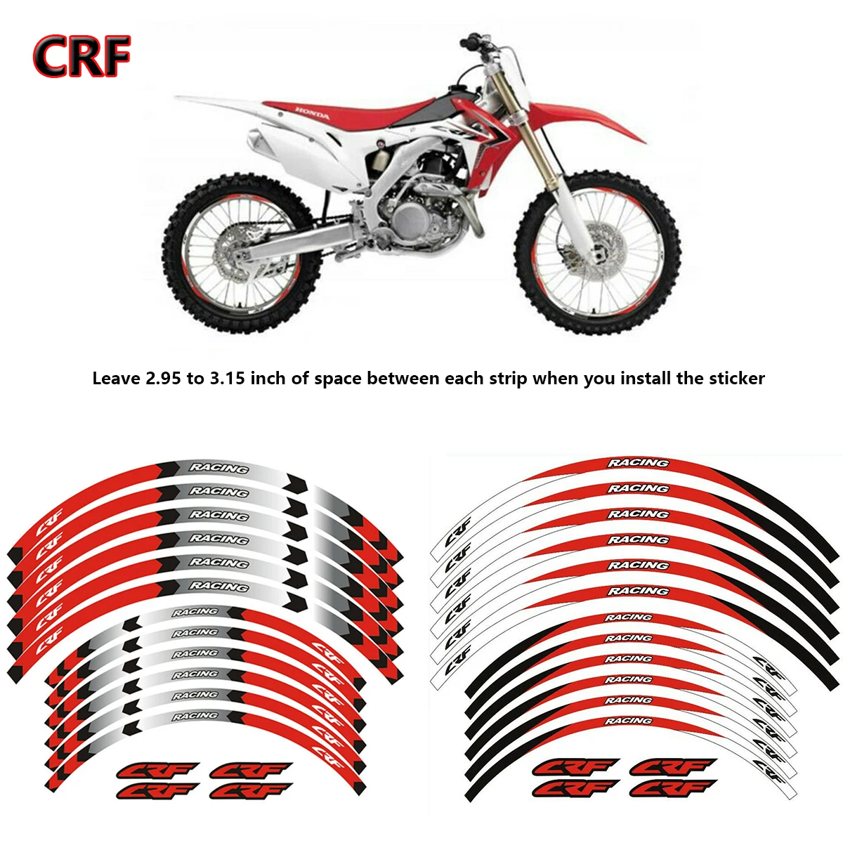 

12PS WHEEL RIM STRIPES STICKERS 21''19''18'' Tape For Honda CRF300L CRF300L Rally 2021+