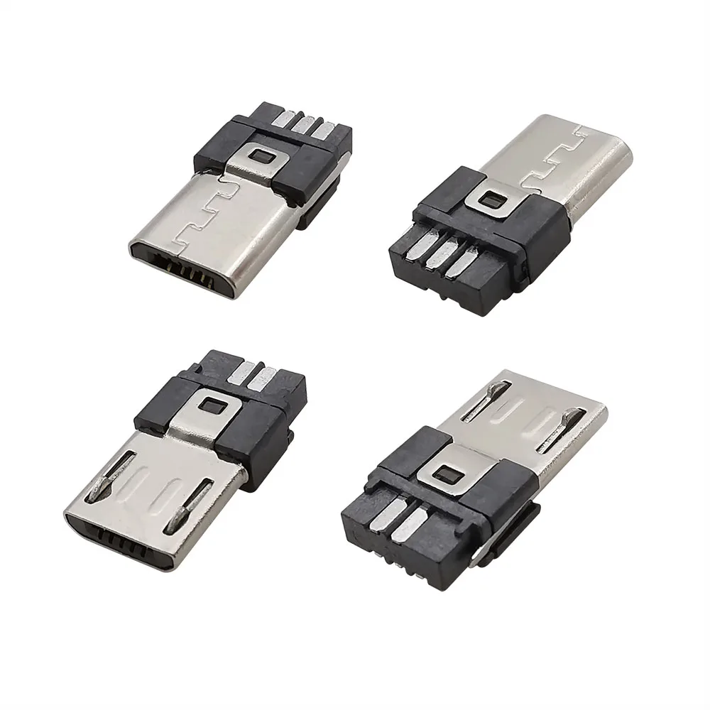 10Pcs 5 Pin Micro USB Male Welding Type Connector Micro-USB  5P Charging Plug DIY Data Cable Accessories White Black