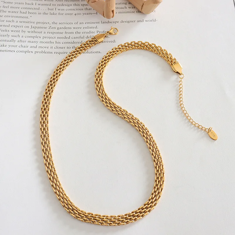 Hip Hop Jewelry Punk Rope Chain Iron Iced Out Gold Color Long Twisted Braided Chain Necklace For Men Women