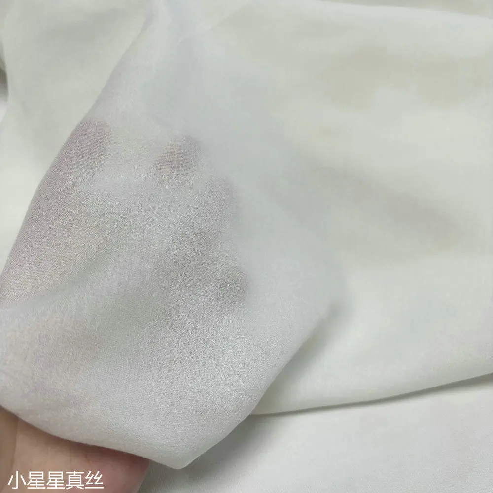 White Micro-Transparent Silk Fabric Cambric Texture Silk Cloth Shirt DIY Dress Pendant Summer