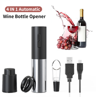 USB Rechargeable Red Wine Automatic 4-in-1 Bottle Opener Set With Stopper and Pourer Electric Wine Opener For Christmas Gifts