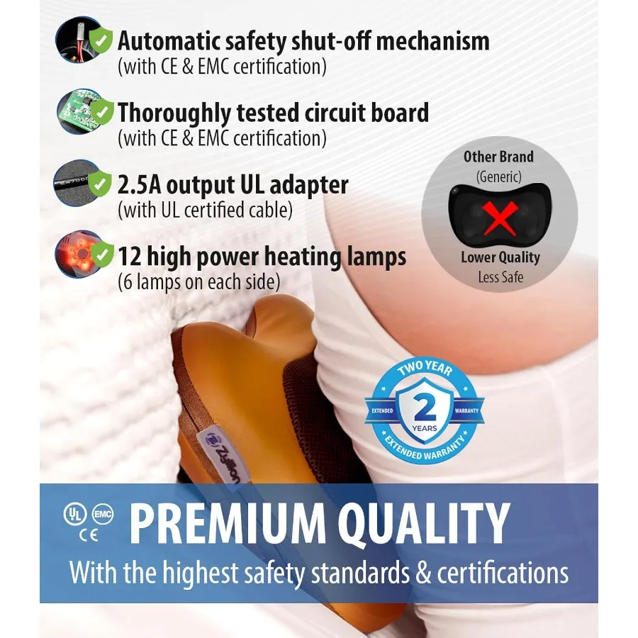 Shiatsu Back and Neck Massager with Heat 3D Electric Kneading Deep Tissue Massage Pillow for Muscle Pain Relief in Brown Ideal - Image 2