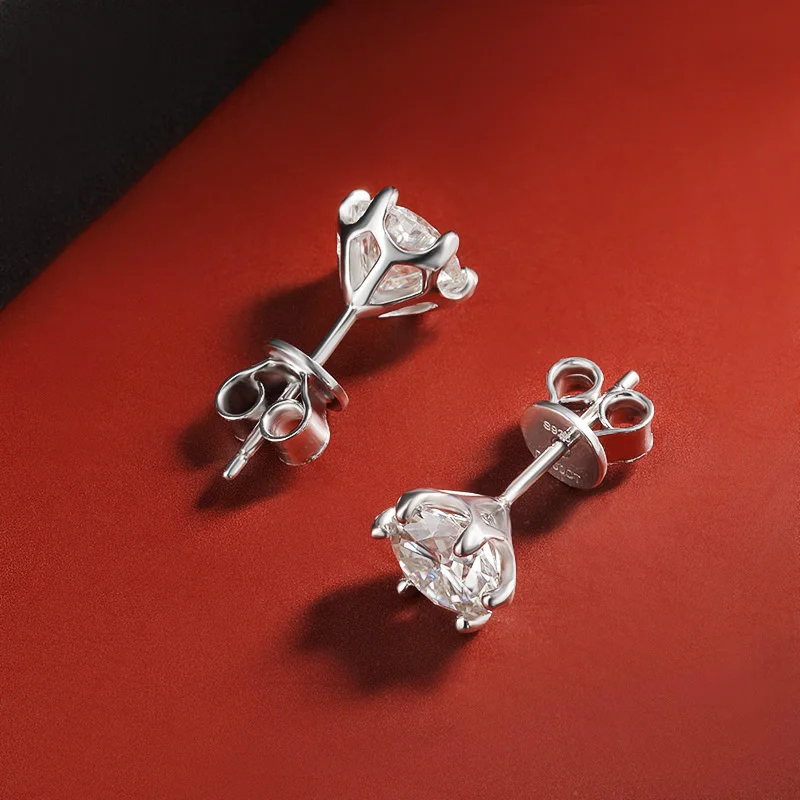 Oeves-pendientes de plata de ley 100% 925 para mujer, aretes de diamantes de moissanita de Color D de 0,2-2 quilates, joyería fina brillante para fiesta, regalos