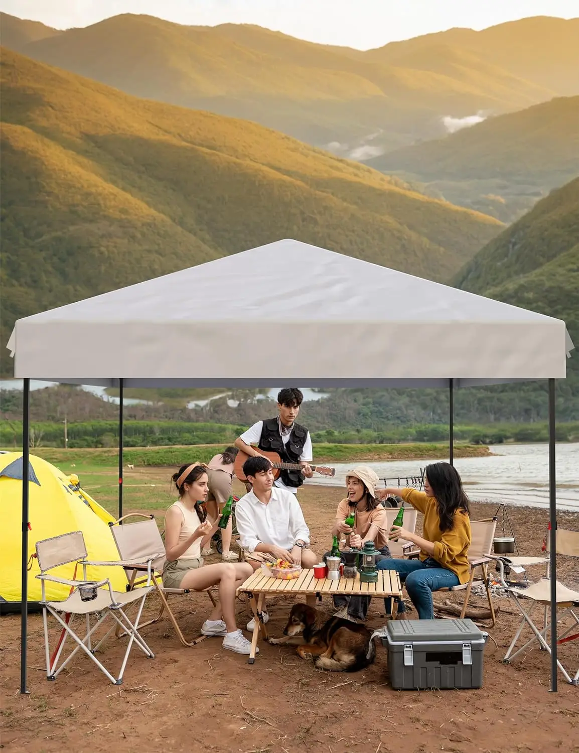 

Уличный навес 10X10, всплывающая палатка с навесом, регулируемая по высоте, портативное мгновенное портативное укрытие с сумкой на колесиках, 4 мешками с песком, 4 весла