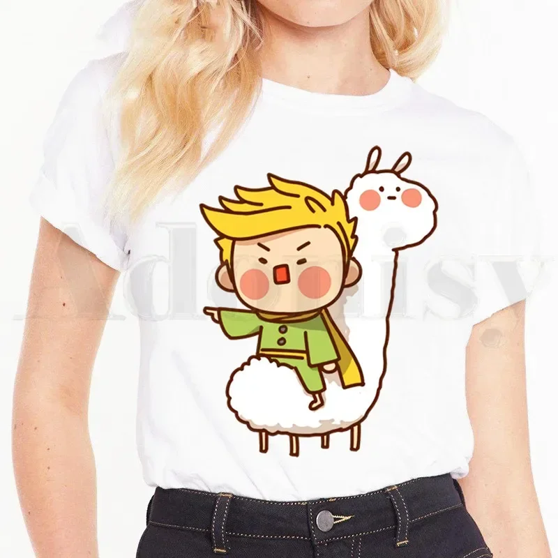 Little Prince Art Beautiful Retro Pretty Cute Short Sleeve Female Tops Tees Harajuku  VintageT Shirts Women's T-shirt