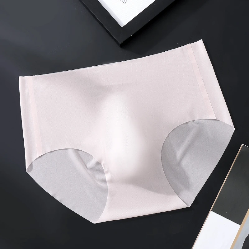 Men Sexy Seamless Briefs Ice Silk Traceless Invisible Panties U Convex Pouch Sissy Lingerie High Elastic See Through Underwear