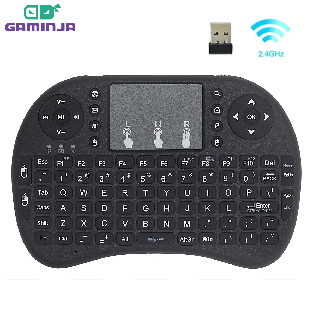 GAMINJA I8 Mini ręczna klawiatura zdalnego sterowania 2.4G Air Mouse Bezprzewodowa klawiatura z touchpadem dla Android TV Box PC Smart TV