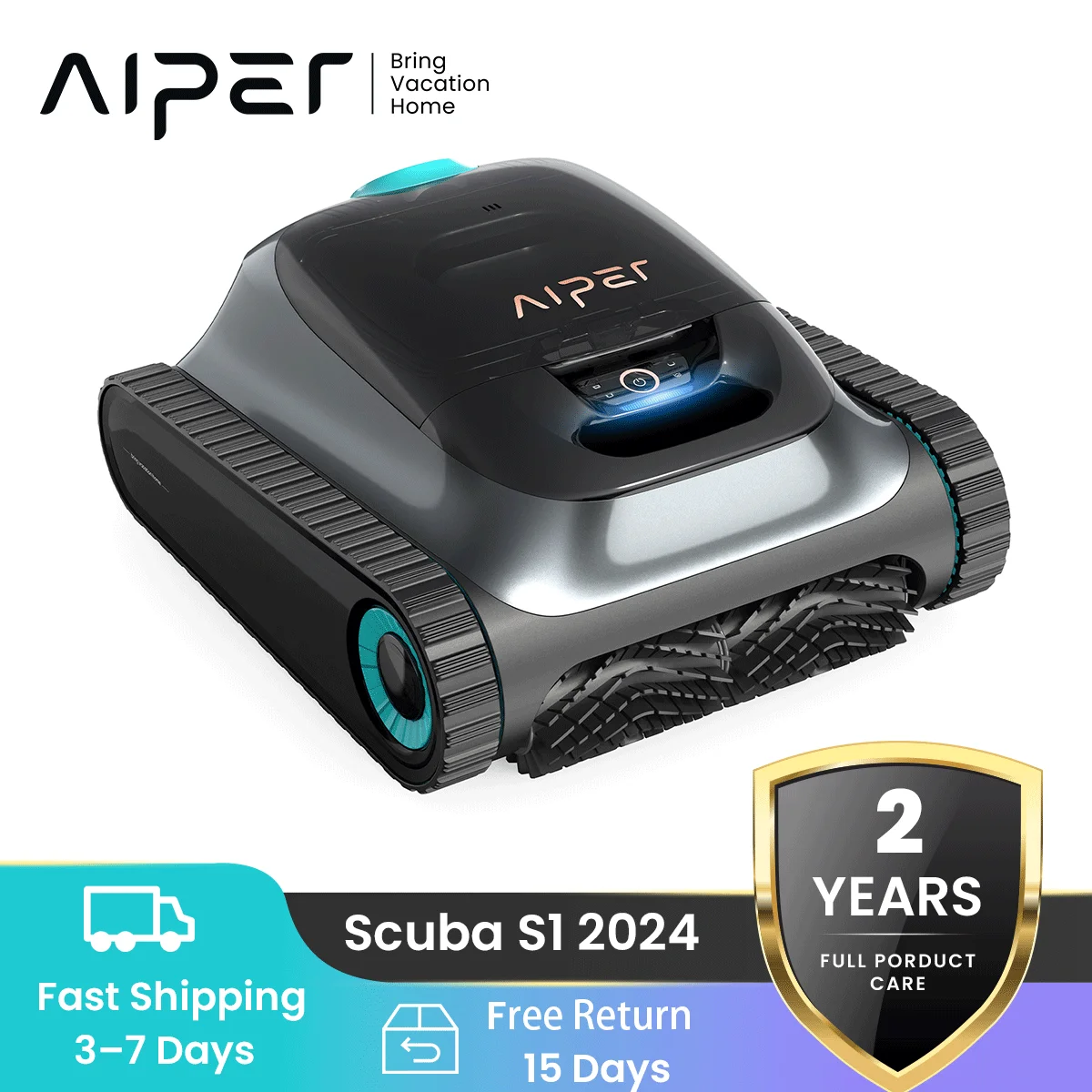 Nettoyeur de piscine robotisé sans fil Aiper Scuba S1 2024 remis à neuf, aspirateur de piscine pour piscines enterrées, nettoyage des parois et des lignes d'eau