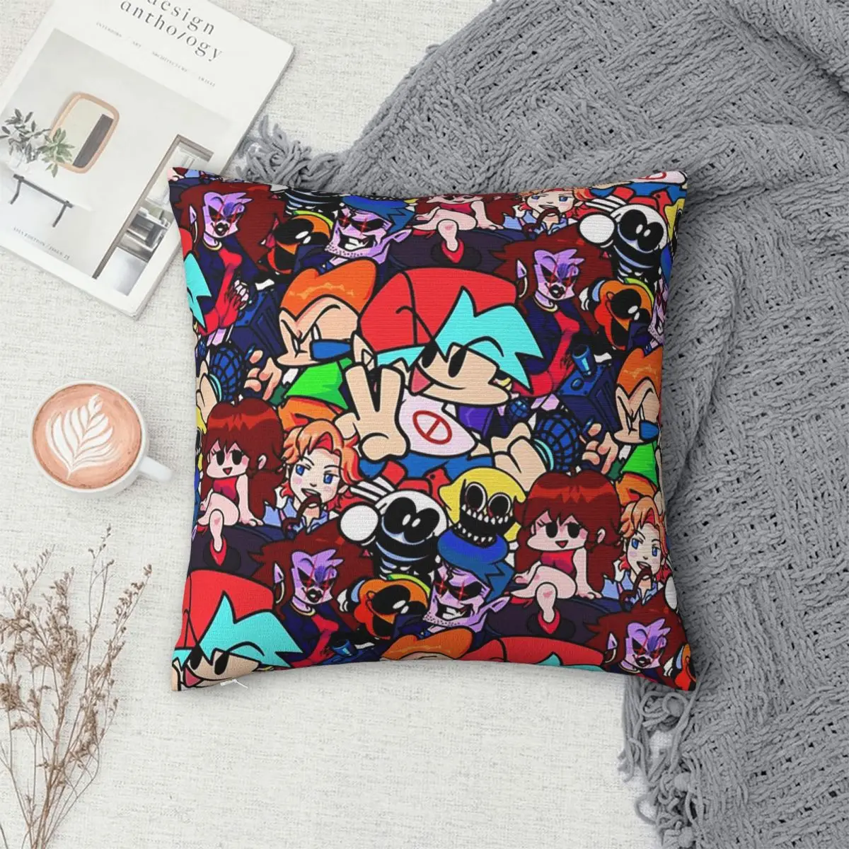 

Friday Night Funkin Collage Square Pillowcase Pillow Cover Polyester Cushion Zip Decorative Comfort Throw Pillow for Home Sofa