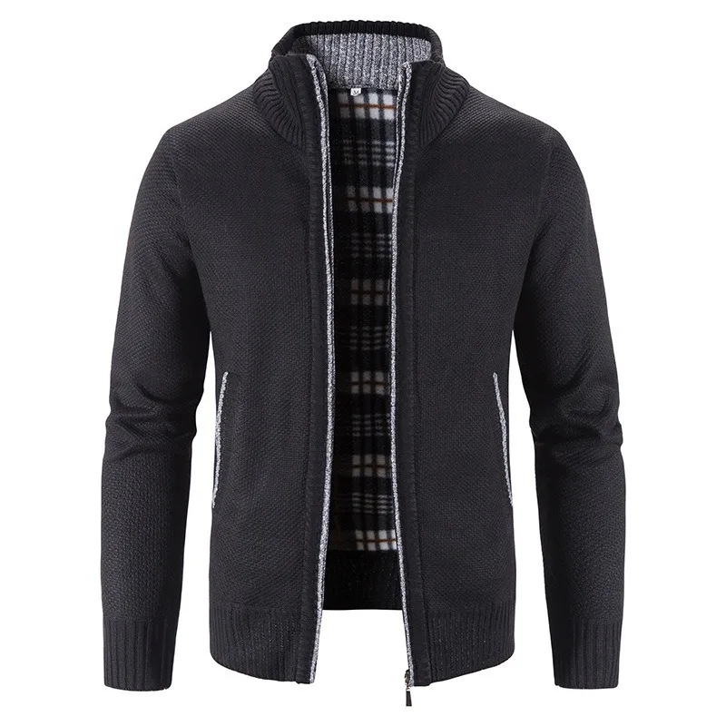 Cárdigan de punto para hombre, jerséis informales de Jacquard cálidos de manga larga para otoño e invierno, estilo europeo y americano