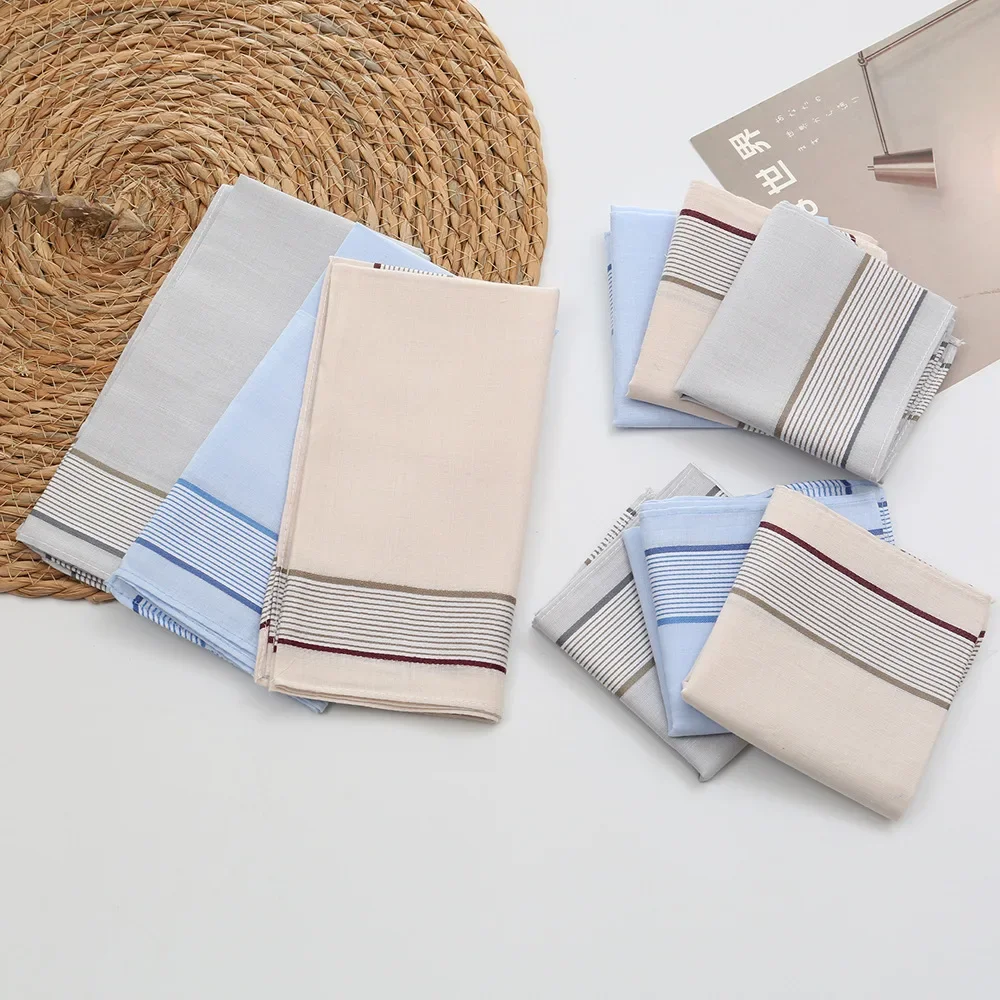 3pc Men's Cotton Handkerchief Set, Light-Colored