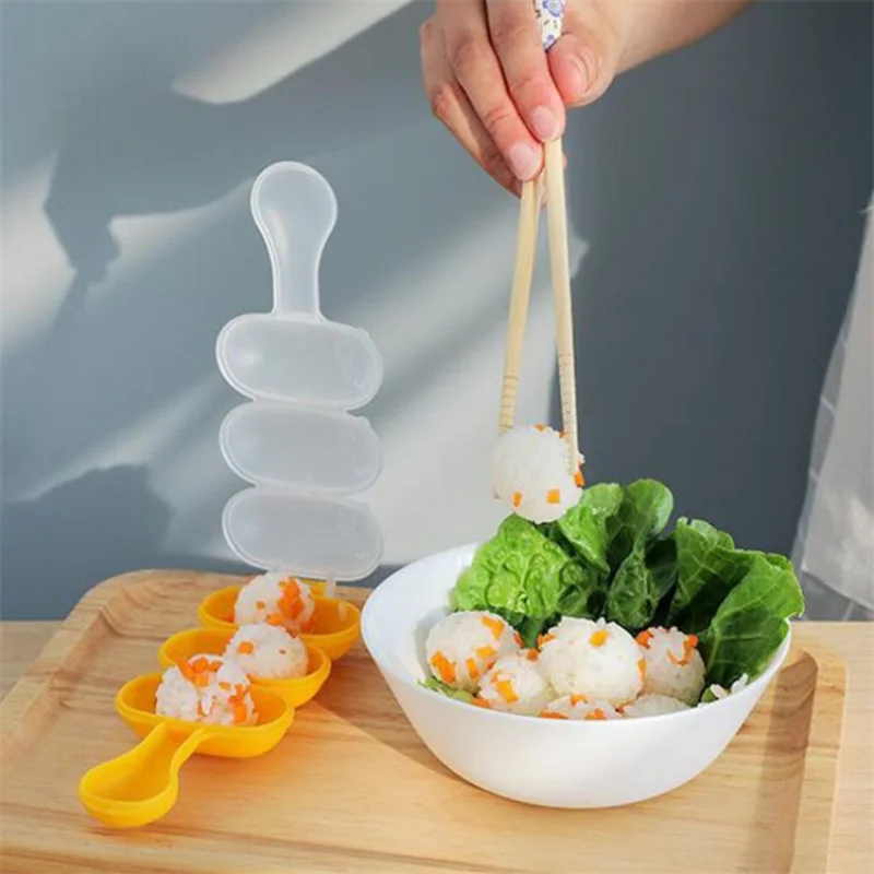 Shake It Up Rice Ball Artefacts Children's Rice Ball Rice Ball Shake It Up Baby Supplement Round Rice Ball 3 In A Row Moulds DIY