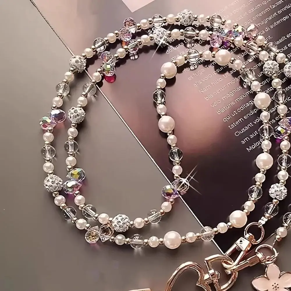 

Fashion Beaded Bag Chain Adjustable Anti Loss Strap Phone Chain Synthetic Crystal Colorful Phone Neck Straps Universal