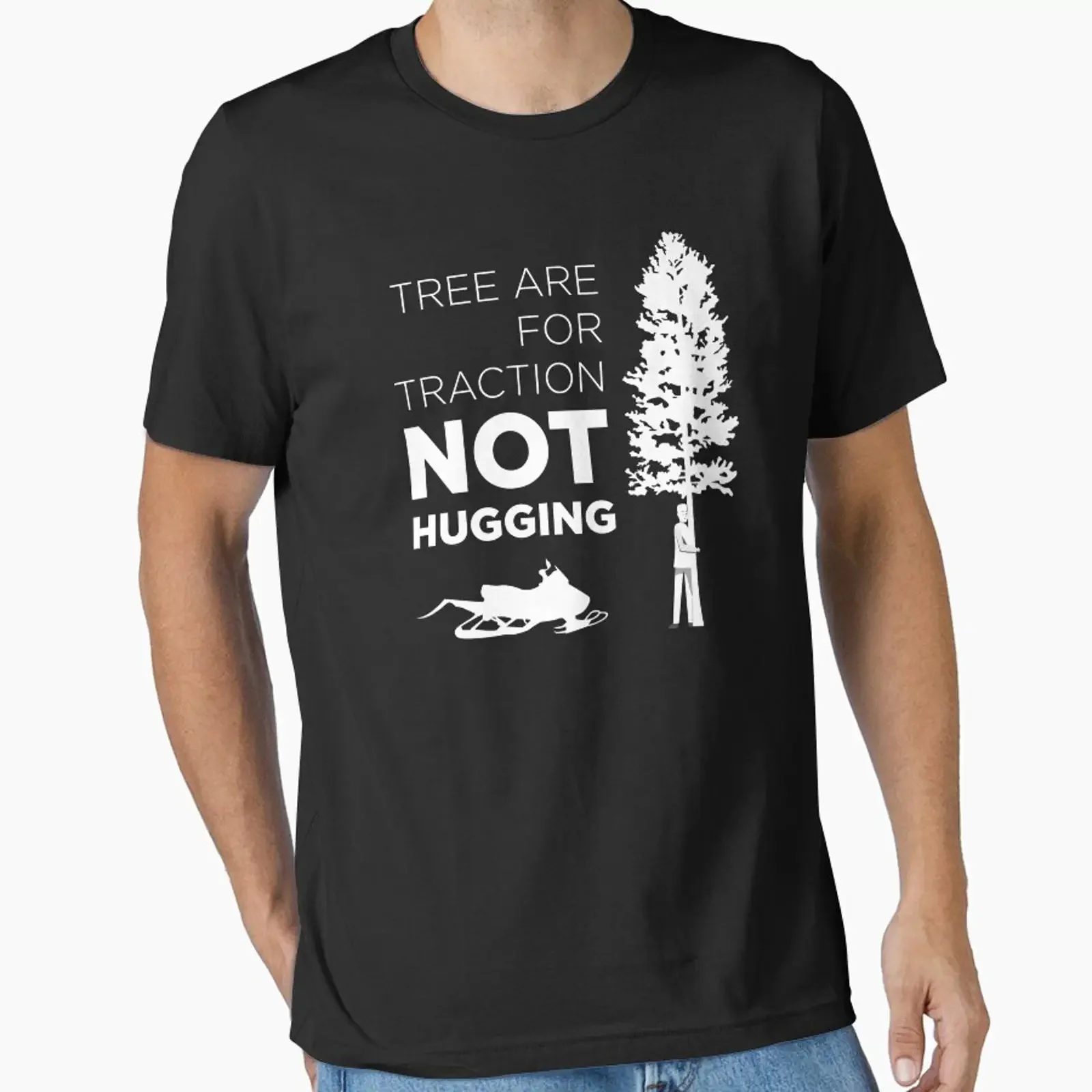 Snowmobile Funny Trees Are For Traction Essential T Shirt vintage Washed Slightly Casual Soft streetwear Breathable