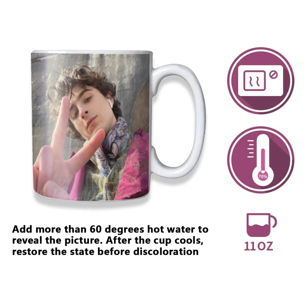 Timothee Chalamet Free shipping Mug Changing Color Ceramic Coffee Mugs Magic Tea Cup Best Gift