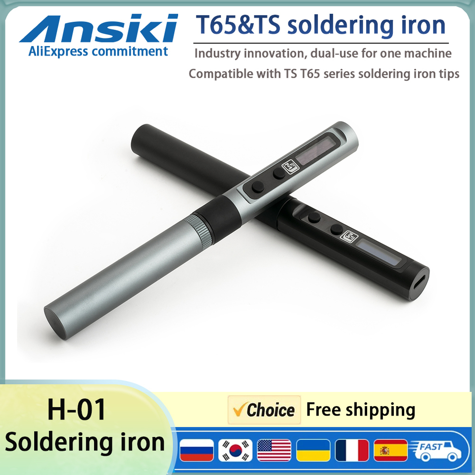 Ansiki H-01 Soldering Iron 65W Adjustable Temperature PD3.0 Portable Compatible TS and T65 HS-01 Tip for welding repair Tools