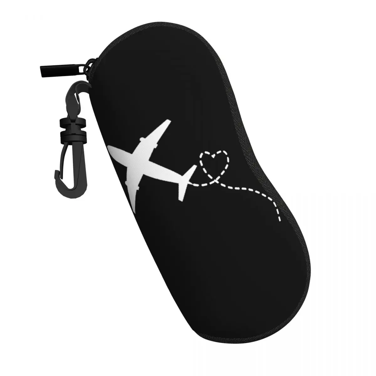 Custom Airplane Heart Flight Plane Gift Sunglasses Soft Case Neoprene Zipper Shell Eyeglass Case Protective Box For Glasses