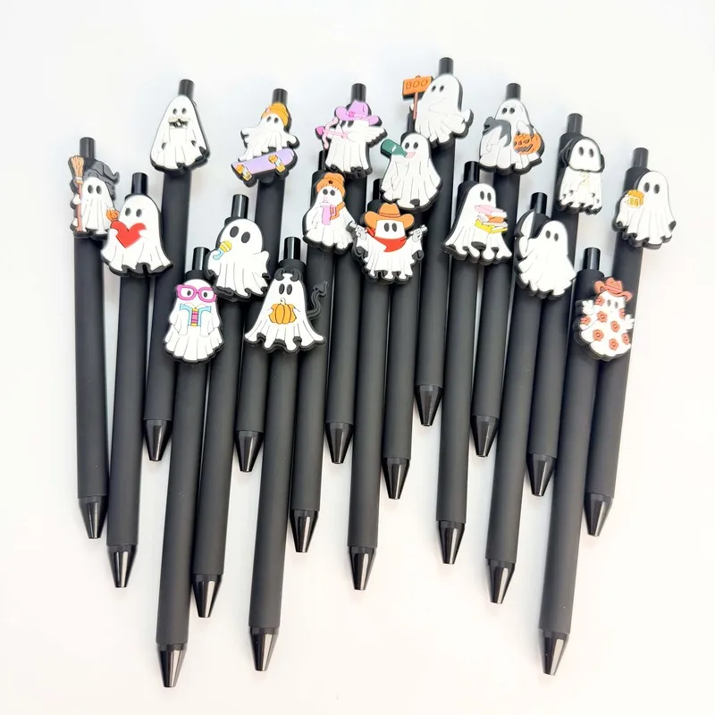 20/30pcs  Creative, simple, and cute Halloween-themed retractable gel pen with funny ghost faces and spooky designs Random Color