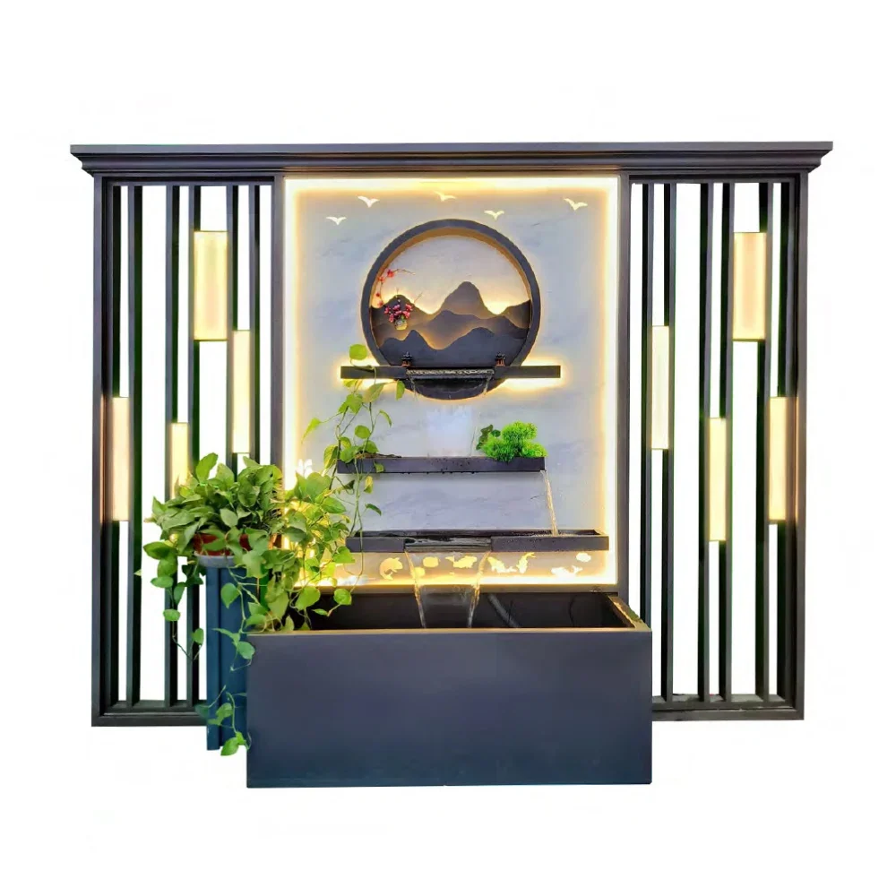 

outdoor courtyard landscape water feature metal landscape wall garden screen