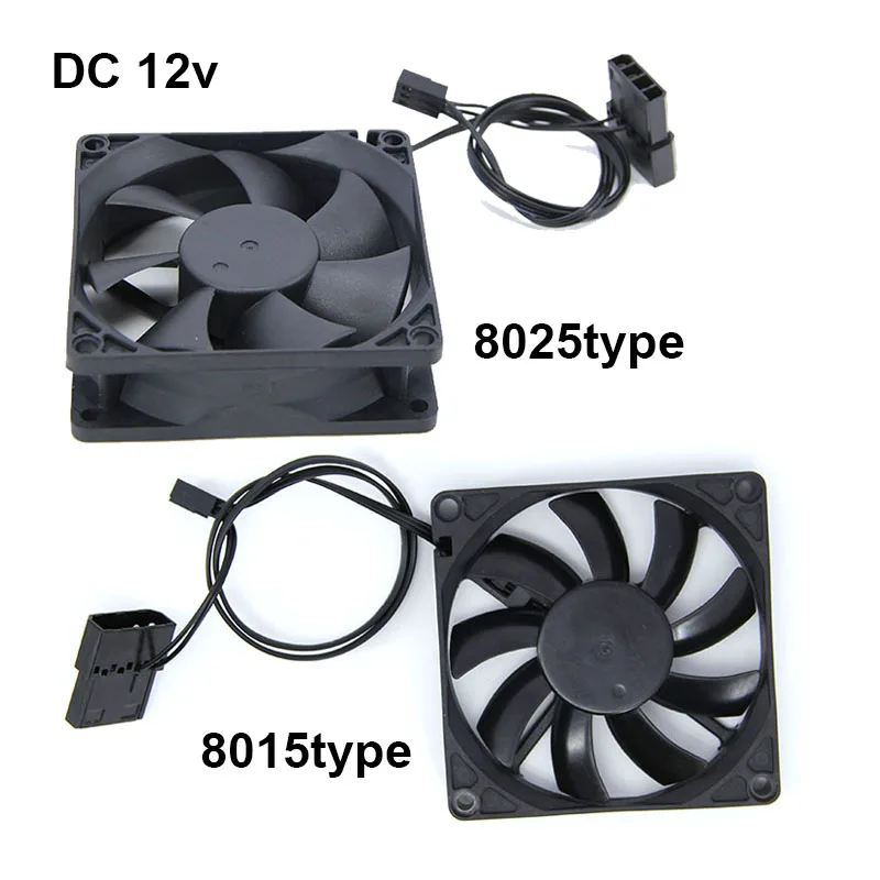 8cm 8015 8025 DC 12v 3pin or big 4pin Brushless Computer Cooling Fan 80mmx25mm PC Heatsink Radiator For PC Case