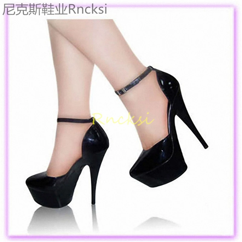 15cm Joker leather shoes, high heels, spring and autumn new round head, high heel and ultra high heel shoes