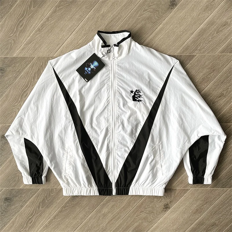 2024ss Oversized Splicing Embroidery Logo Jacket Men Women Best Quality White Track Jackets