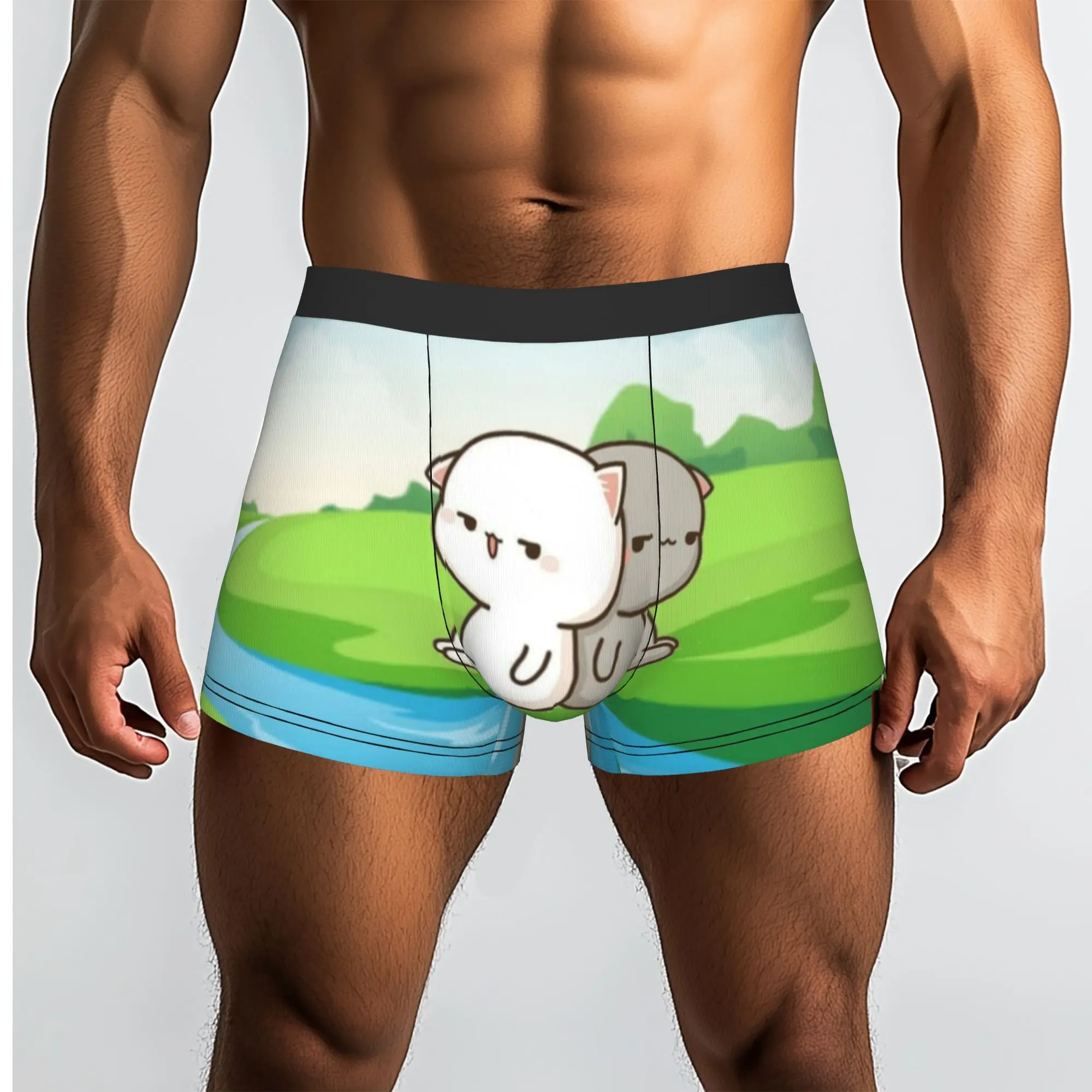 Custom Mochi Cat Peach And Goma Boxers Shorts Mens  Briefs Underwear Novelty Underpants