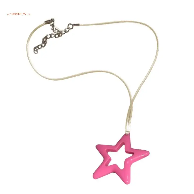 

Dia 1.5mm PU Cord Necklace With Clasp Adjustable Braided Rope Hollow Star Pendant for Jewelry Making DIY Necklace