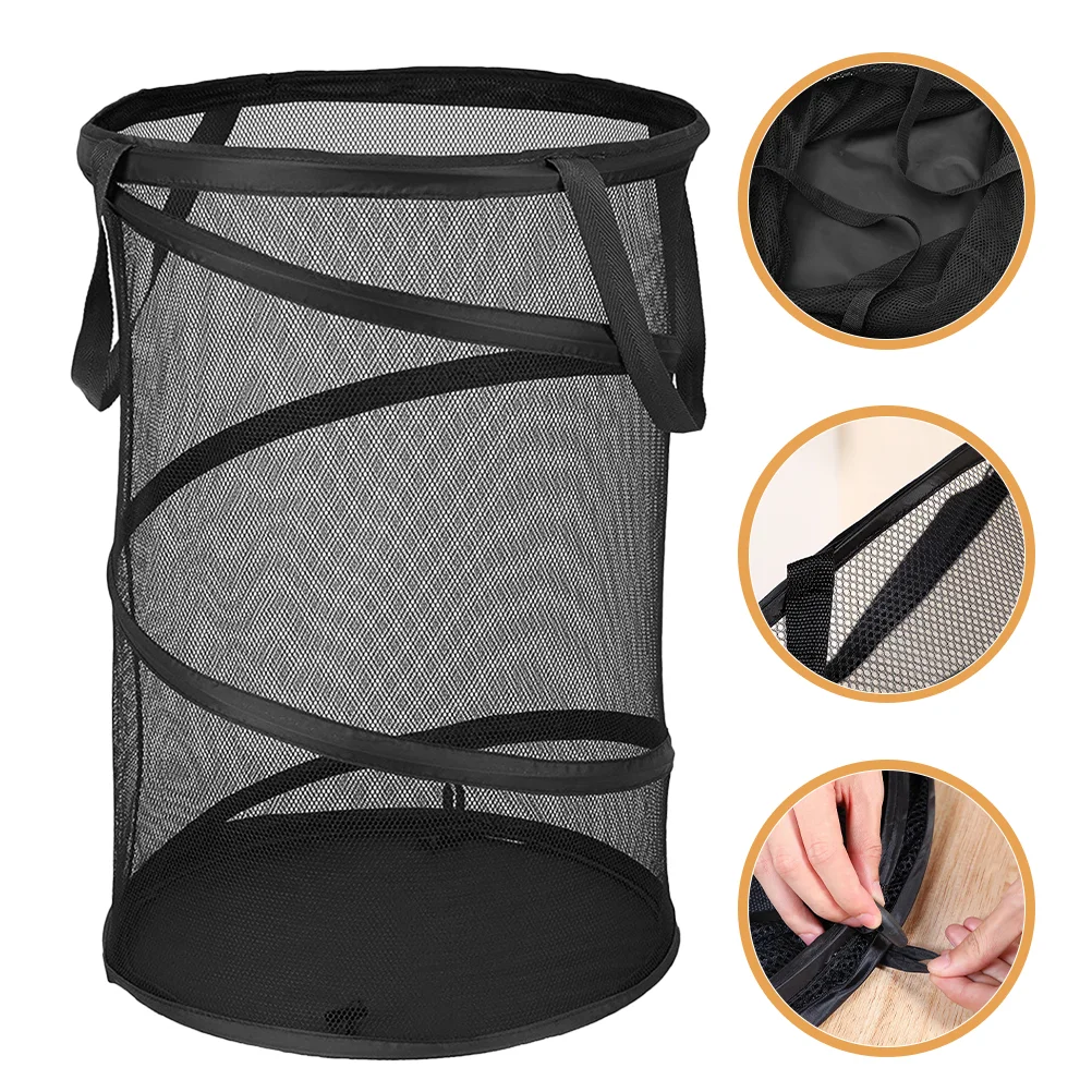 

Folding Laundry Basket Clothes Storage Hamper Dorm Household Sundries Organizer Large Mesh Clothing Washing