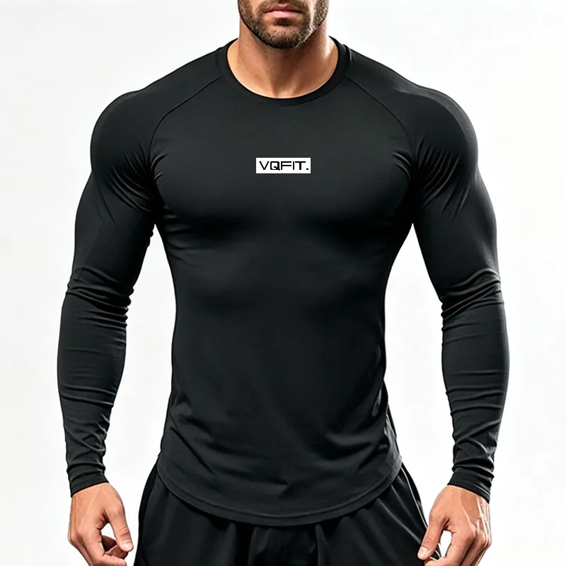 Mens Compression Long Sleeve Running T-Shirts Quick Dry Athletic Tops For Gym Workout Training Sportswear Breathable Base Layer