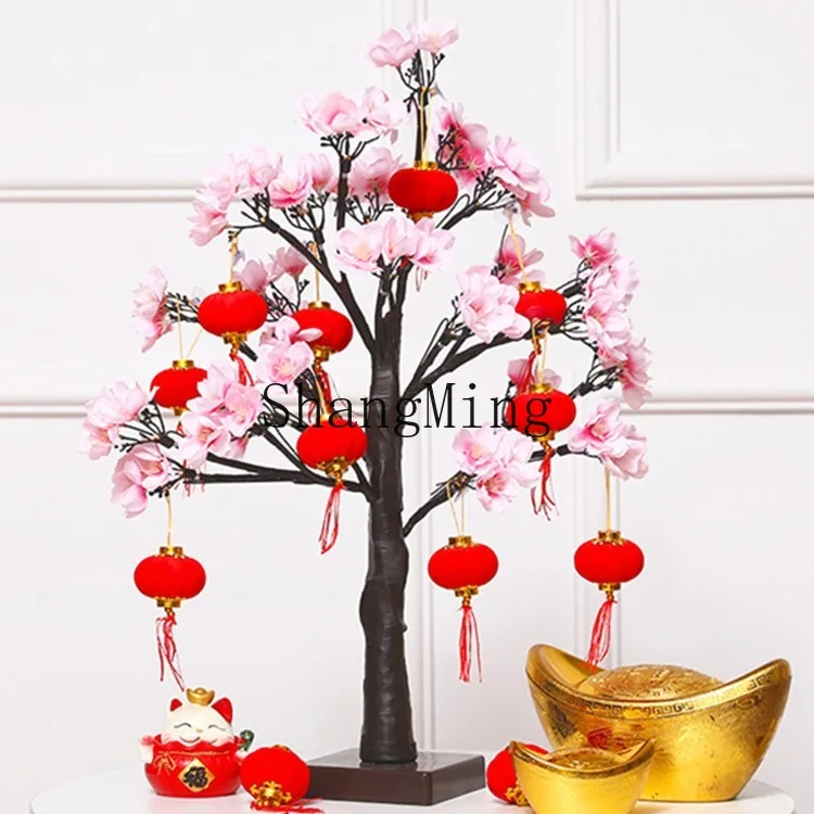 

DSA Ornament Peach Blossom Tree Ornament Luminous Tree Indoor Desktop Counter Front Desk Holiday Dress