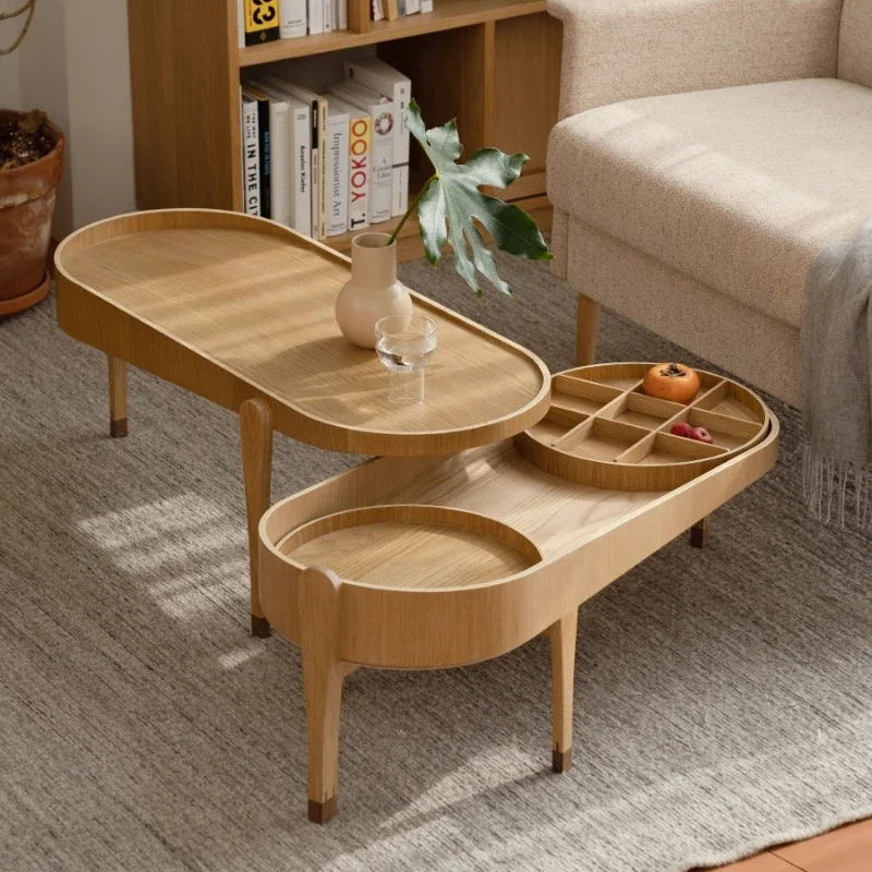 

Coffee table living room household low table Japanese solid wood foldable coffee table small apartment creative combination