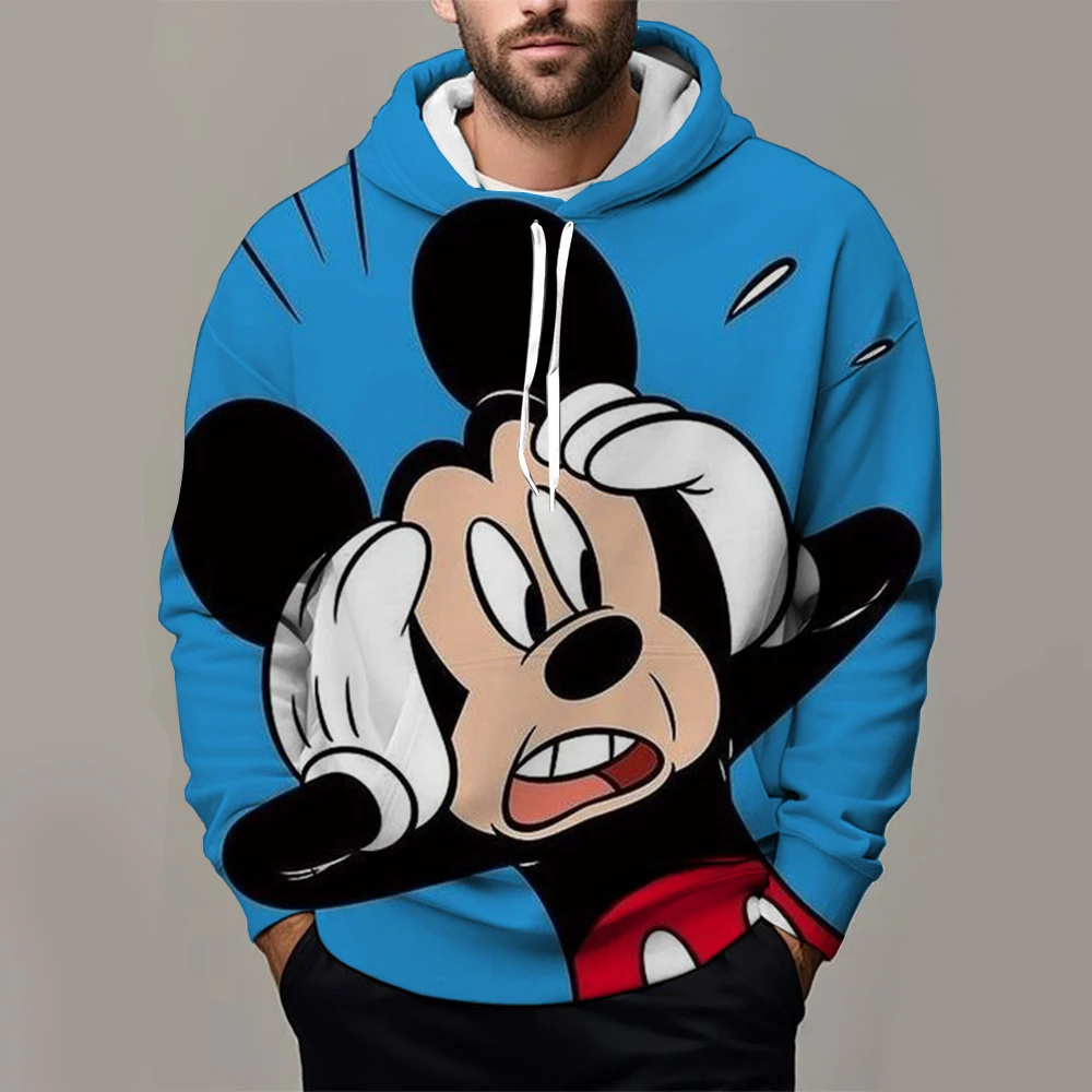 Mickey Mouse Men Oversized Hoodie Disney Cartoon Anime 3D Print Women Clothes Spring Autumn Harajuku Children Sweatshirt