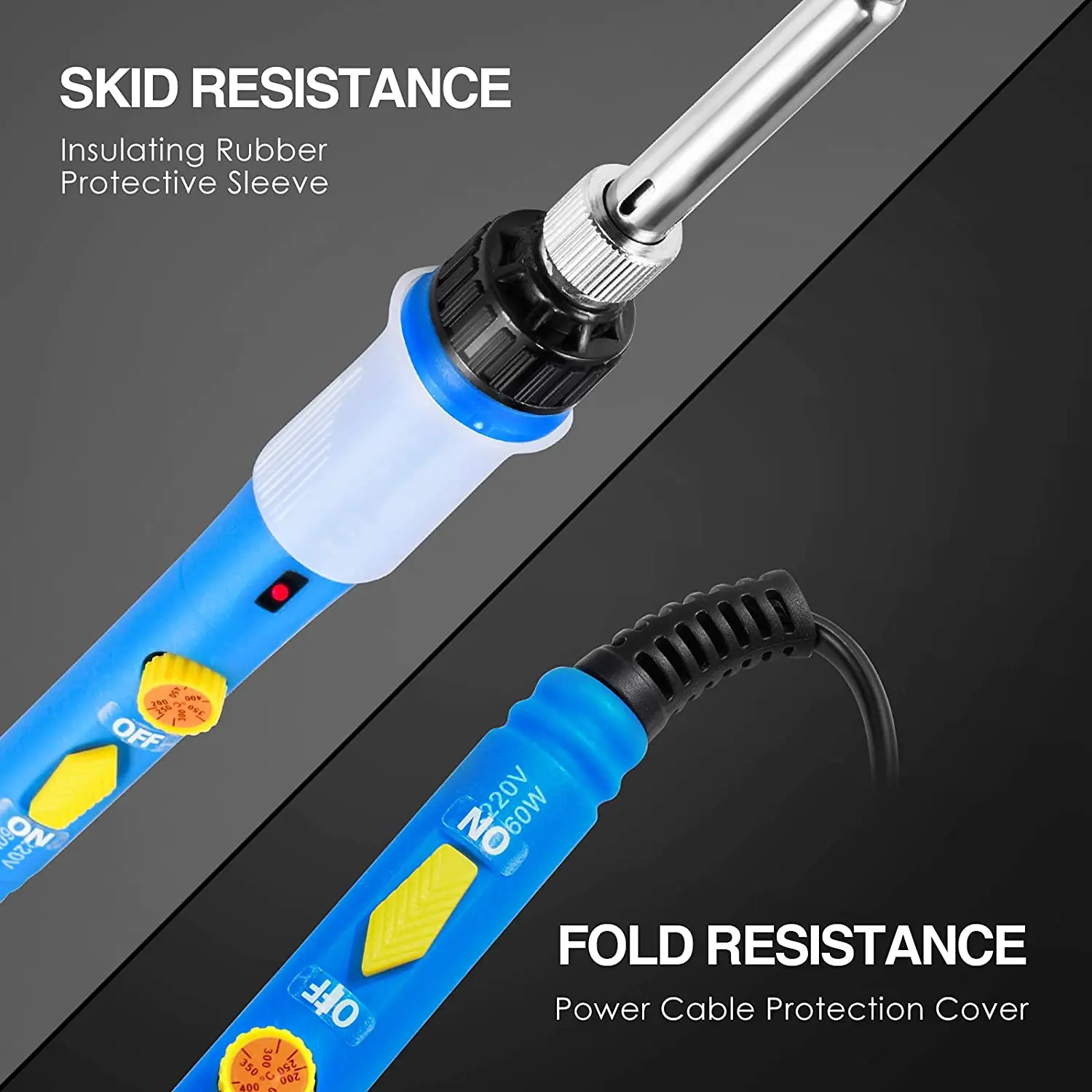 Electric Soldering Iron 60W Adjustable Temperature Welding Tool Ceramic Heater Soldering Iron Head Desoldering Pump Set