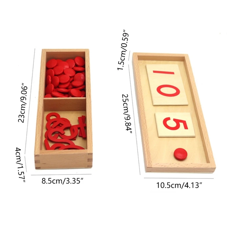 Trẻ Số Giảng Đồ Chơi Toán Học Học Số Và Chip Trò Chơi Giáo Dục Đếm Đồ Chơi Hộp Gỗ Gói D5QF