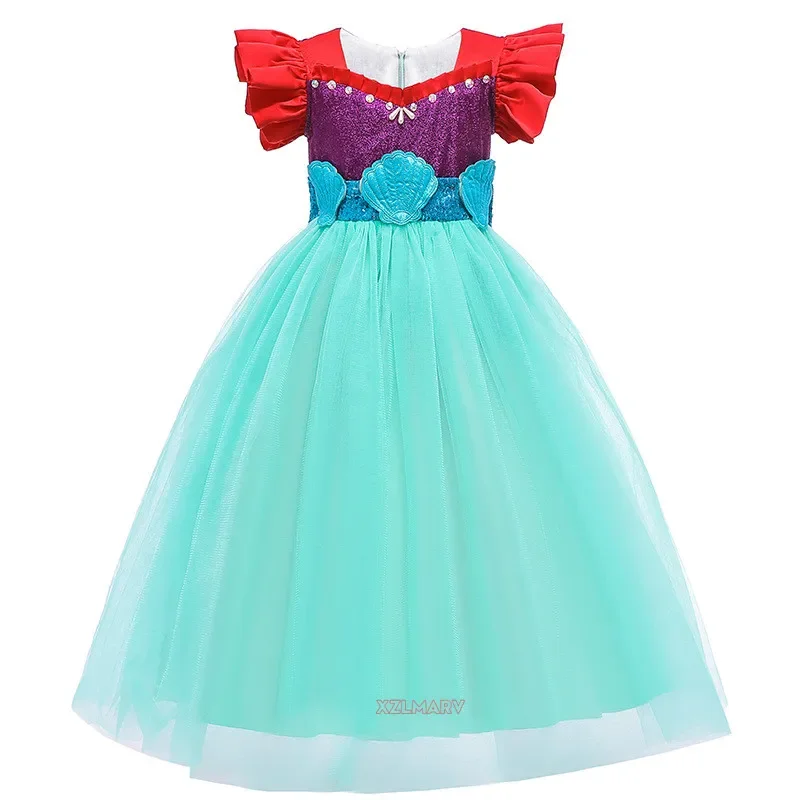 Sirena Ariel Principessa Ragazza Abito Costumi Cosplay per Bambini Festa Neonata Sirena Vestire Set Bambini Abbigliamento Halloween