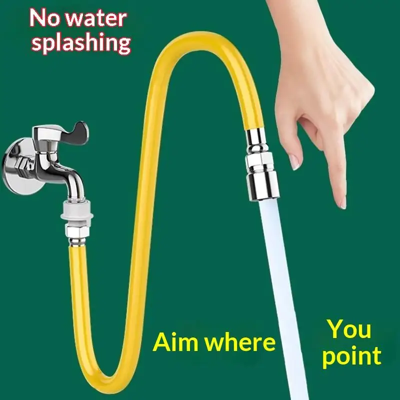1Pcs Splashproof Free Bending Faucet Extension Tube 1 Mode Faucet Extension Extender Adjust Stainless Steel Water Tap Pipe Tube