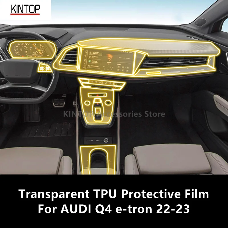 For AUDI Q4 e-tron 22-23 Car Interior Center Console Transparent TPU Protective Film Anti-scratch Repair Film Accessories Refit