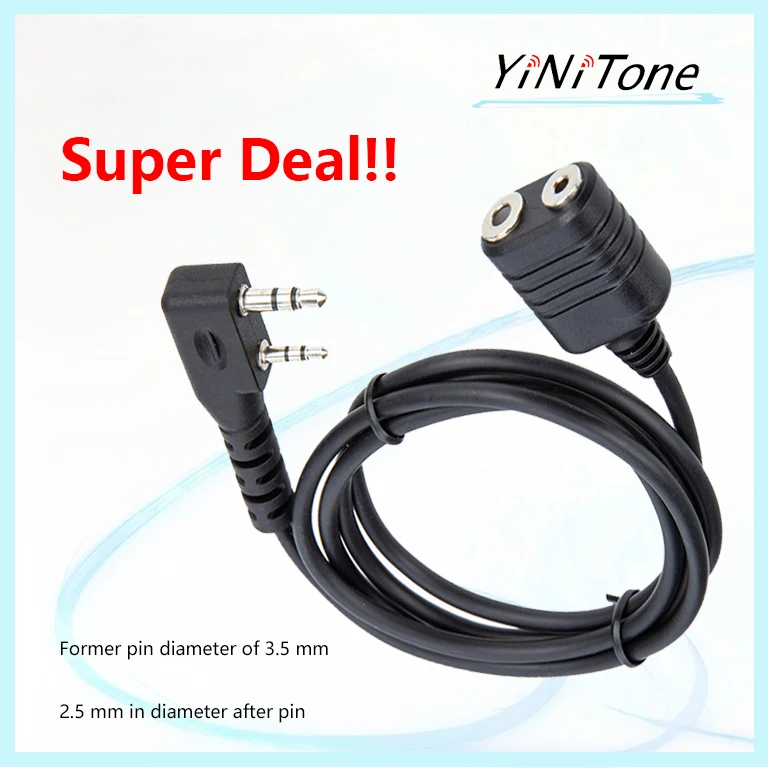 Hand Speaker Verlengsnoer Ktype 2pin Mobiele Radio Headset Mic Lijn Voor Walkie Talkie Baofeng Uv5r Bf 888S Kenwood Verlengkabel